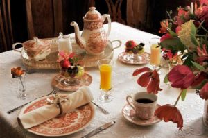 elegantly set breakfast table